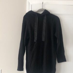 Express Black Satin Hoodie Sweatshirt